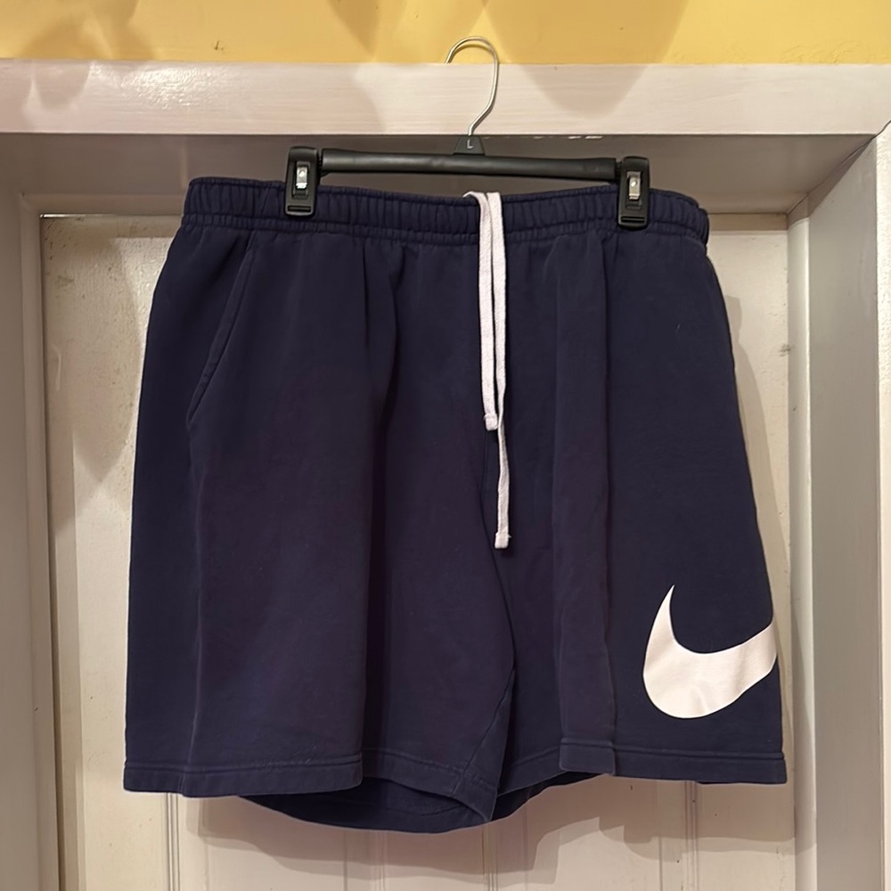 Nike Blue and White Athletic Shorts with Drawstring Waist